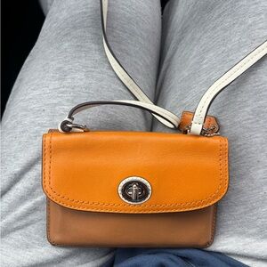 Vintage coach Orange and Tan Leather Crossbody Bag